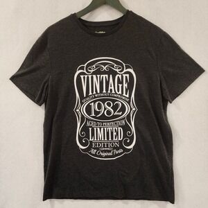 Goodfellow Mens Vintage 1982 Limited Edition‎ Graphic T-Shirt Charcoal Gray L